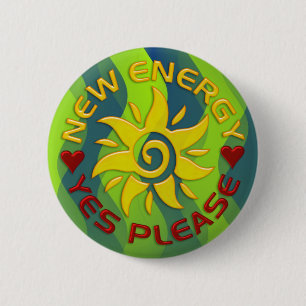 NEW ENERGY SUN green waves 2 Inch Round Button