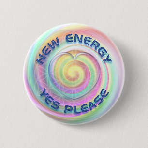 NEW ENERGY - YES PLEASE with heart 2 Inch Round Button