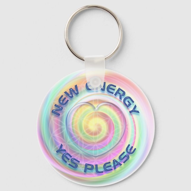 NEW ENERGY - YES PLEASE with heart Keychain (Front)
