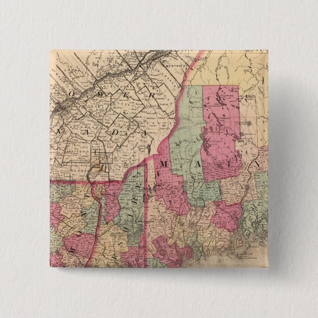 New England 2 Inch Square Button (Front)