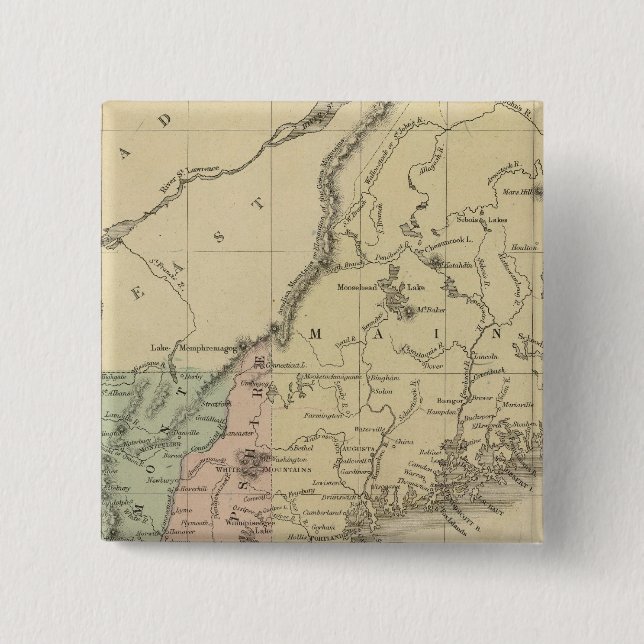 New England 2 Inch Square Button (Front)