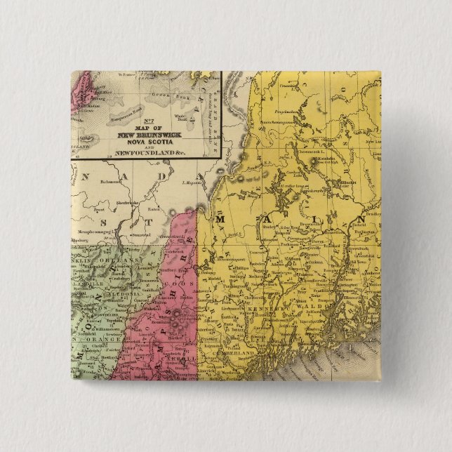 New England 3 2 Inch Square Button (Front)