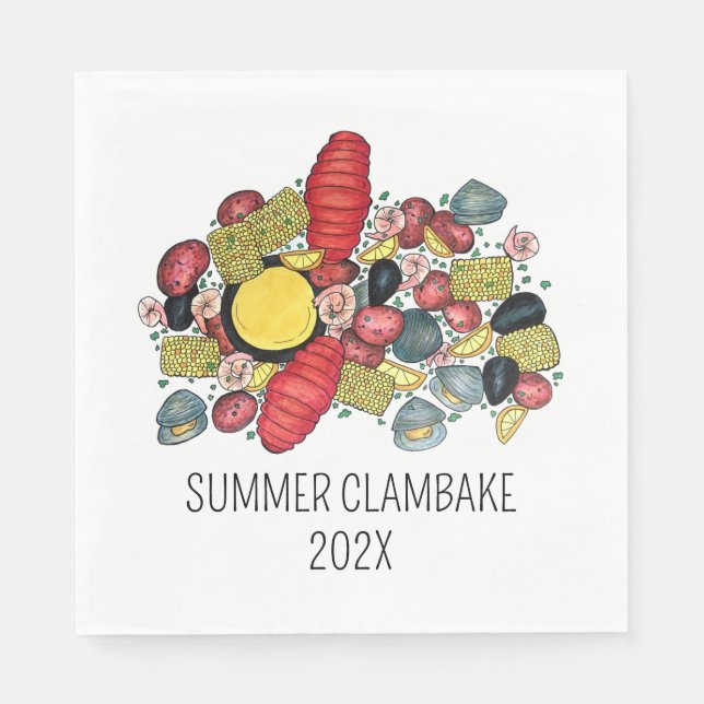 New England Clambake Lobster Boil Block Party Napkin (Front)