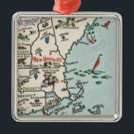 New England Coast Map Metal Ornament<br><div class="desc">An old hand-drawn map of the New England coast.</div>