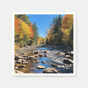 New England Colorful Landscape, Autumn, Napkin