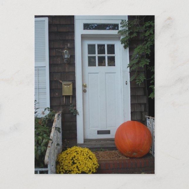New England Door in the Autumn Postcard (Front)