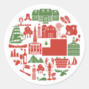 New England Icons Classic Round Sticker