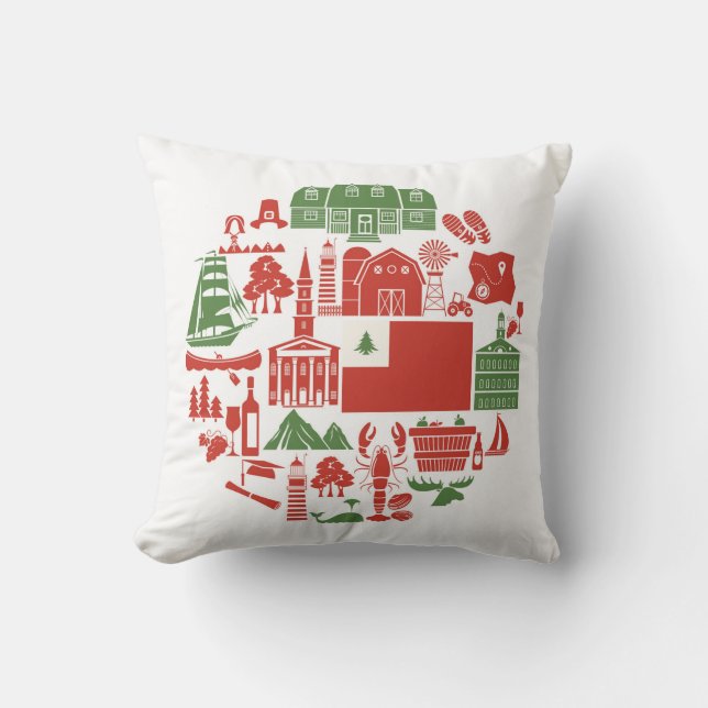 New England Icons Throw Pillow (Front)