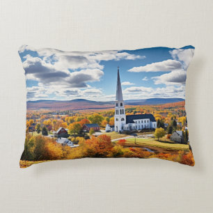 New England Landscape in Fall Accent Pillow