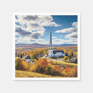 New England Landscape in Fall Napkin