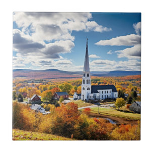 New England Landscape in Fall Tile