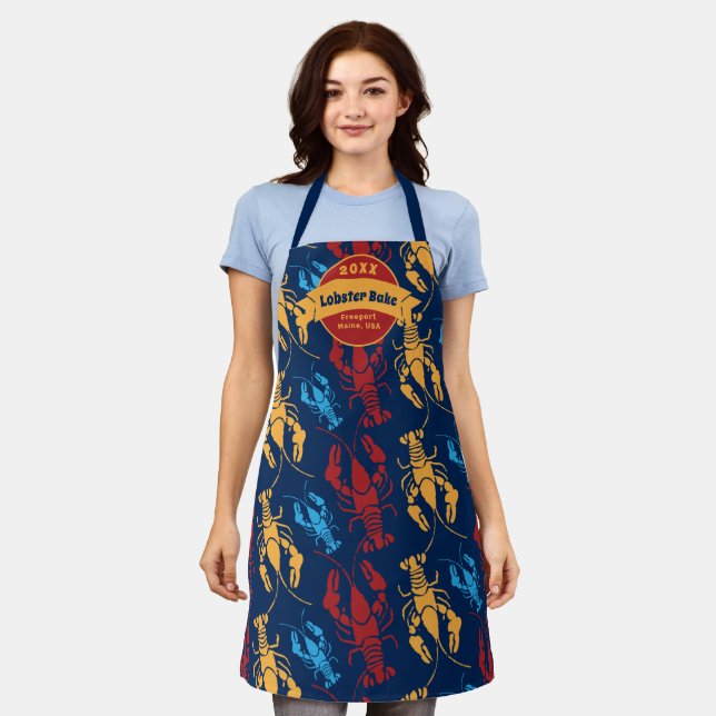 New England Lobster Bake Custom Text Apron (Worn)