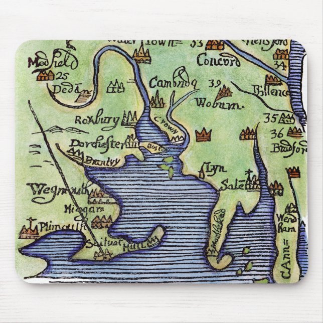 NEW ENGLAND MAP 1677 MOUSE PAD (Front)