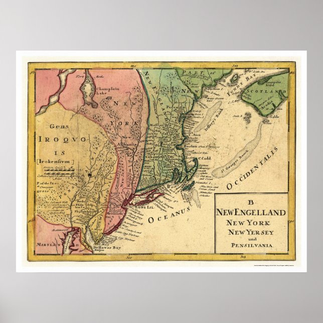 New England Map 1759 Poster (Front)