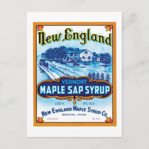 New England Maple Sap Syrup Ad Postcard