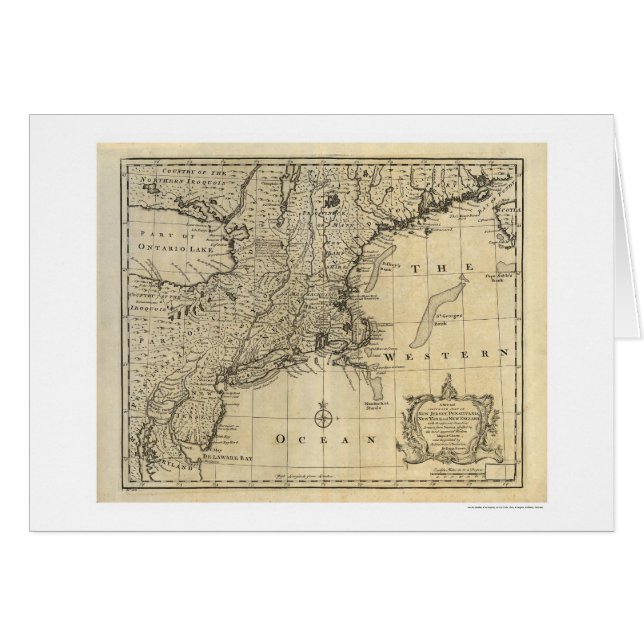New England New Jersey New York Map 1747 (Front Horizontal)