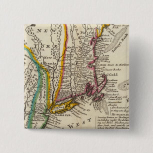 New England, New York, New Jersey and Pennsylvania 2 Inch Square Button