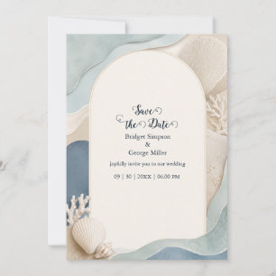 new england romantic Lighthouse coastal Wedding Invitation