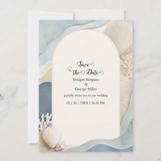 new england romantic Lighthouse coastal Wedding Invitation