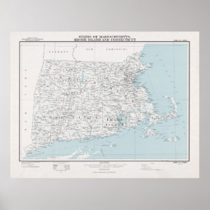 New England States Map (1975) Poster