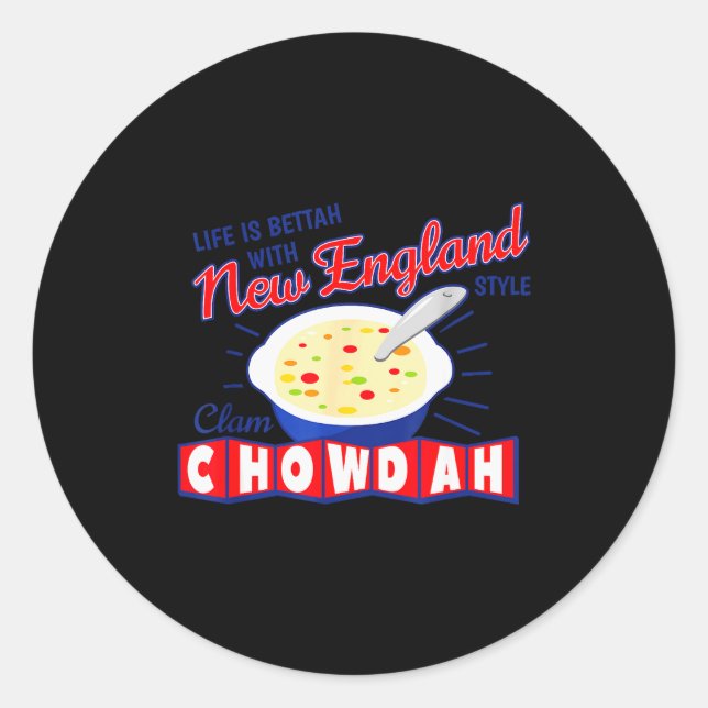 New England Style Clam Chowder  Classic Round Sticker (Front)