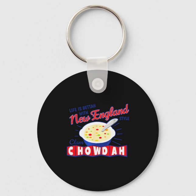 New England Style Clam Chowder  Keychain (Front)