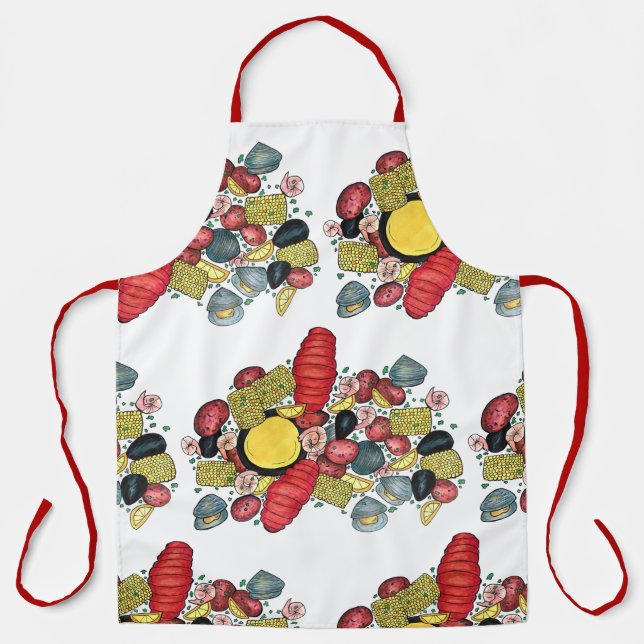 New England Summer Clambake Seafood Restaurant Apron (Front)