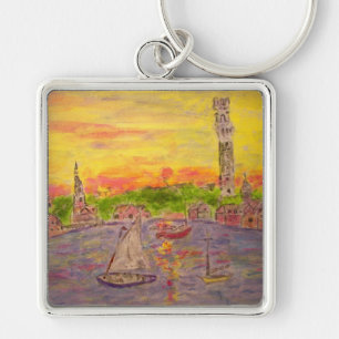 new england sunset keychain