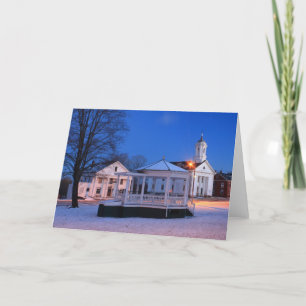 New England Town Common Winter Holiday Scene Card