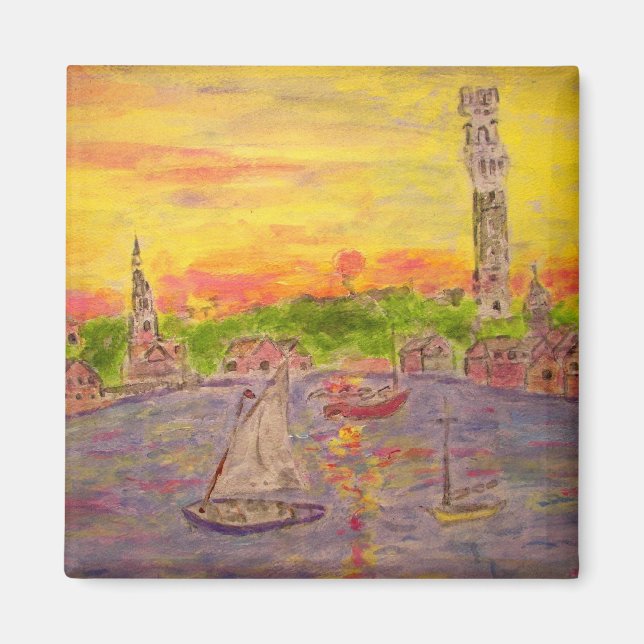 new england village sunset magnet (Front)