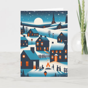 New England Village - Winter Scene Card