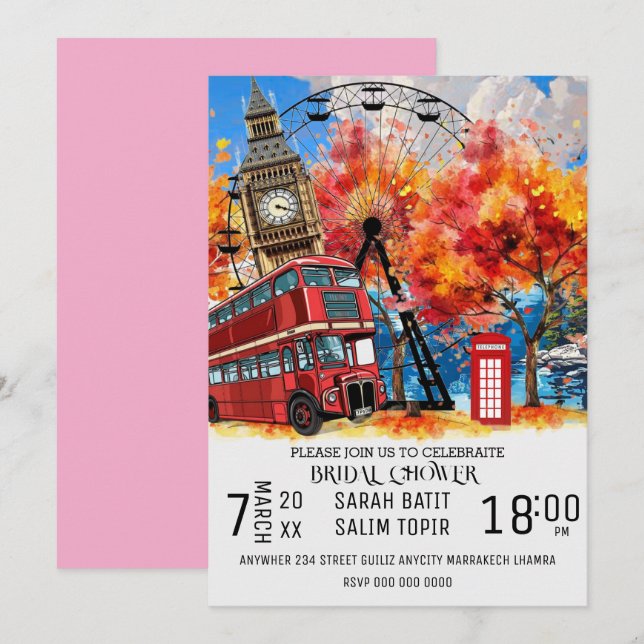 New England Watercolor Invitation TEMPLATE, East C (Front/Back)