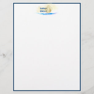 New England Watercolor Seashore Shell Letterhead