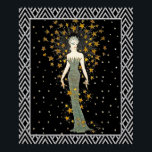 New ERTE design (Stars) Poster<br><div class="desc">This is a new ERTE poster. I have brightened the image and surrounded it with an art deco pattern. Erte was a painter and designer of the early 20th century.
His designs were very glamourous. This would make a lovely framed picture for your home. Definitely Art Deco.</div>