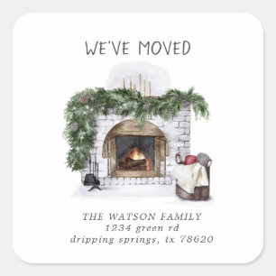 New Family Home Rustic Moving Announcement Square Sticker
