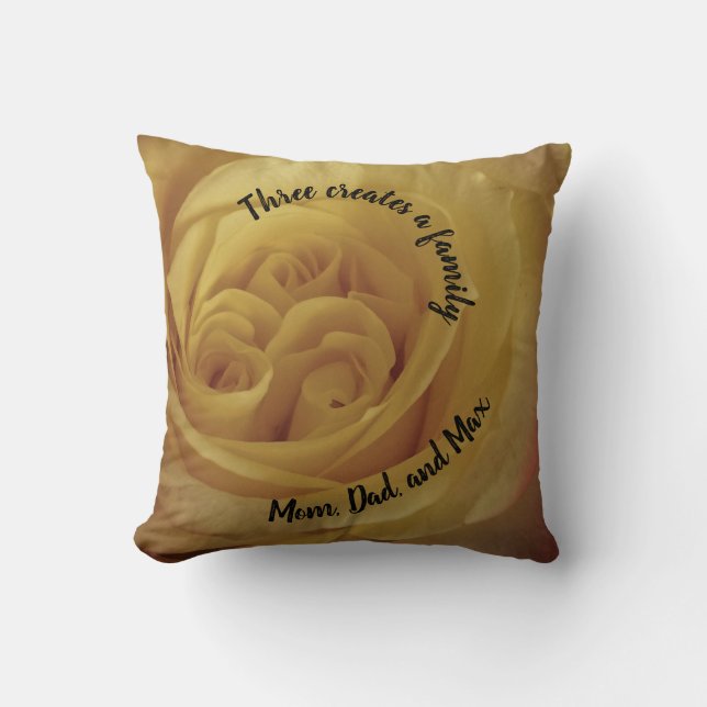 New Family Light Yellow Rose Photo Flower Adoption Throw Pillow (Front)