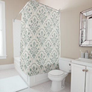 New Farmhouse Sage Green Floral Scallop Pattern