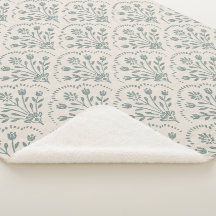 New Farmhouse Sage Green Floral Scallop Pattern