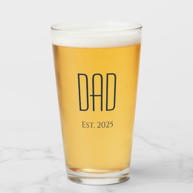 New Father Modern Daddy Simple Blue Typography  Glass (Front Filled)