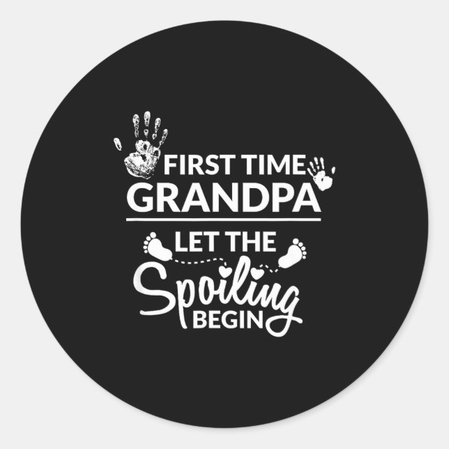 New First Time Grandpa Let The Siling Begin Gift  Classic Round Sticker (Front)