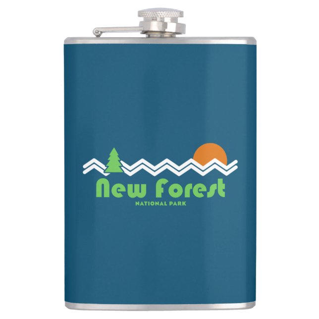 New Forest National Park Retro Hip Flask (Front)
