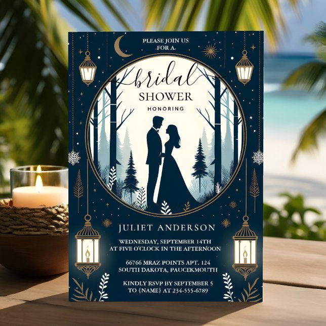 New Forest Stars Snow Bright Winter Bridal Shower Invitation (Creator Uploaded)