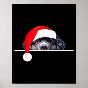 New Foundland Dog Lover Funny Santa Hat Christmas  Poster
