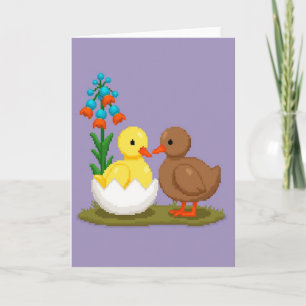 New Fowl Friends Pixel Art Card