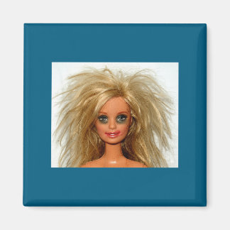 New funny distressed blonde doll face meme magnet