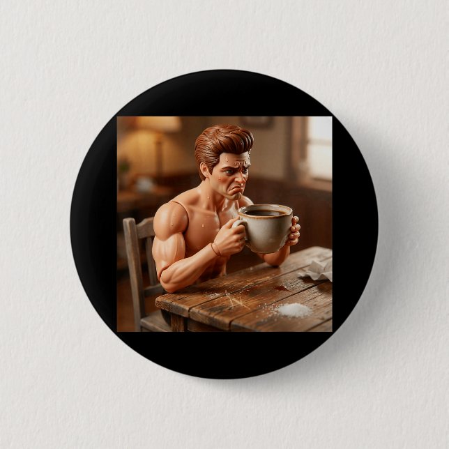 New Funny Distressed Doll Male Meme 2 Inch Round Button (Front)
