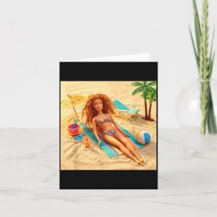 New Funny Distressed Female Doll Meme Sunbathing Card