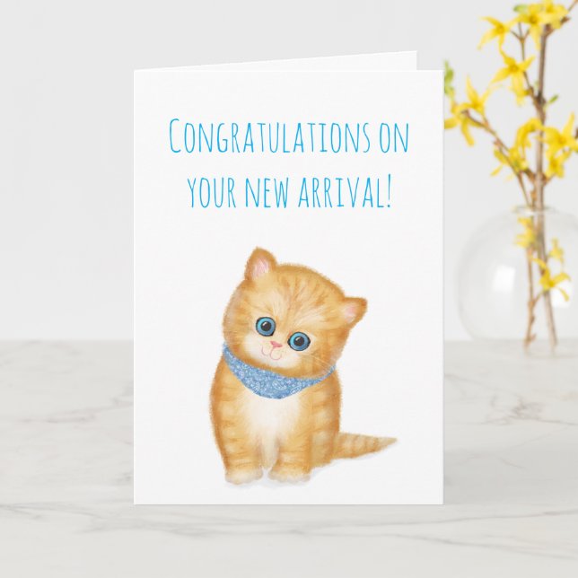 New ginger kitten congratulations card for couple (Yellow Flower)