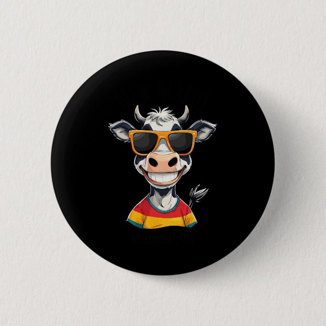 New Glarus Wi Usa Funny Cow Cartoon Design  2 Inch Round Button (Front)