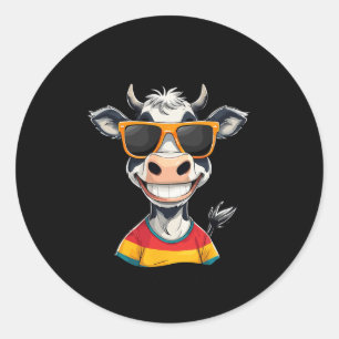 New Glarus Wi Usa Funny Cow Cartoon Design Classic Round Sticker